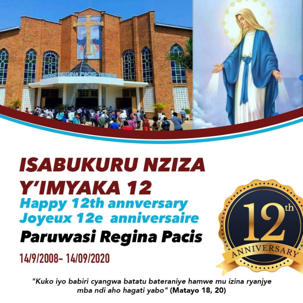 Uru ni urugendo rw'imyaka 12, umunsi ku wundi turikumwe namwe mwese mutuba hafi mu isengesho no mu bikorwa, Imana ibahe umugisha, iyi ni isabukuru yanyu. <a href="/KambandaAntoine/">Antoine Cardinal KAMBANDA</a> <a href="/TvPacis/">pacis tv</a> <a href="/rbarwanda/">Rwanda Broadcasting Agency (RBA)</a> <a href="/isangostar/">IsangoStar</a> <a href="/Gasabo_District/">Gasabo District</a> @remerasector20