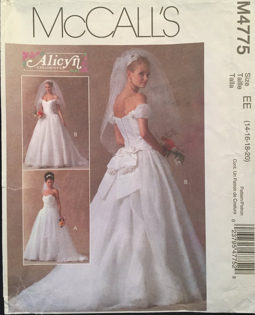 See the latest add to my #etsy shop:McCall's Alicyn Exclusives Wedding Gown,Lace Bodice,Off Shoulder/Strapless,Full Skirt,Sweetheart Neckline Size 6-12 Pattern M4775 etsy.me/3hxYDEC #wedding #sewing #mccallsm4775 #bridalpattern #brides #sweetheartneckline