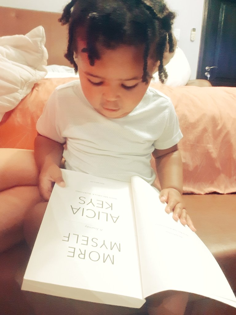 MissCanham's tweet photo. When I ask her to choose a bedtime story she chose @aliciakeys #moremyself advanced much little one??😂😂😊😊 https://t.co/Ombe5XeXUd