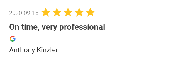 New 5.0-star Review: "On time, very professional"
