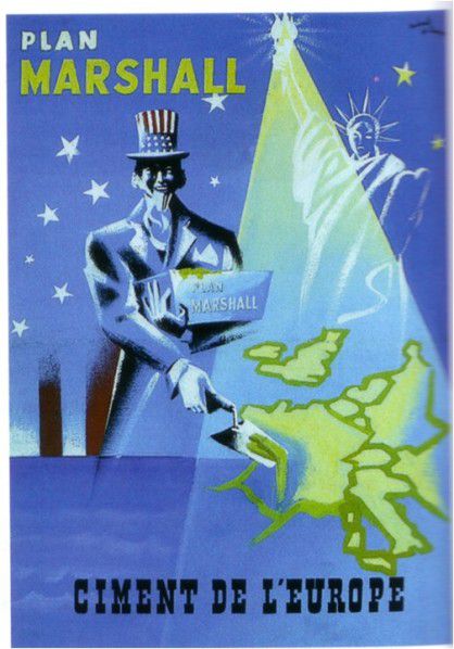 5/ Après la 2nde Guerre mondiale et la création de l’OTAN, la présence militaire américaine est très forte en France, suscitant la méfiance d’une partie de la population et de la classe politique. Une aide financière massive est également apportée via le plan Marshall (1947).
