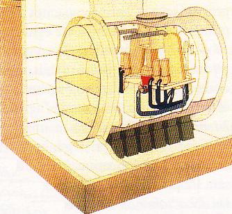 27/ Le PAT est donc un véritable réacteur de sous-marin dans une piscine avec « 2 boucles » pour le refroidissement (en cas d’avaries). Des brèches sont conçues dans la coque pour recharger/décharger le cœur du réacteur et le matériel pour entretiens et remplacements.