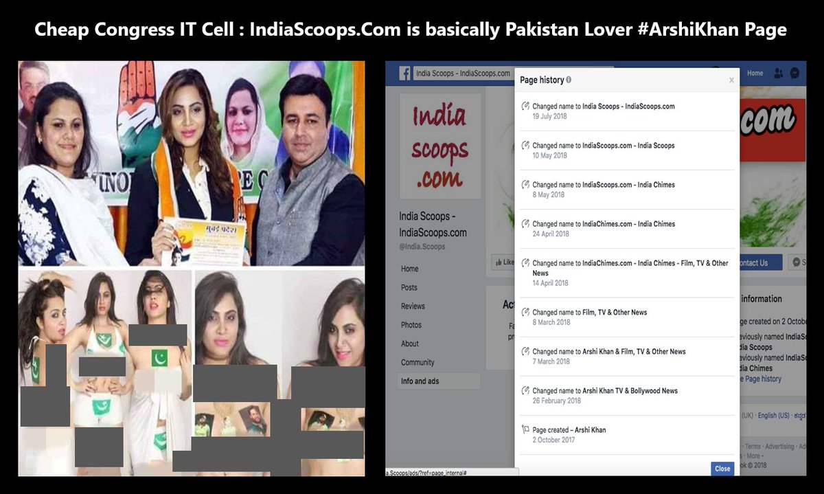 go4avinash's tweet photo. #CheapCongress : 'India Scoops' is basically Pakistan lover #ArshiKhan page. https://t.co/AfzdoDufT9