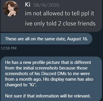 Here is a friend of Kiro/ kireikth who also received the dm about kthvante lies through discord. They also send us ss of their convos which looks like they`re talking with themselves because Kiro already deleted all her messages.