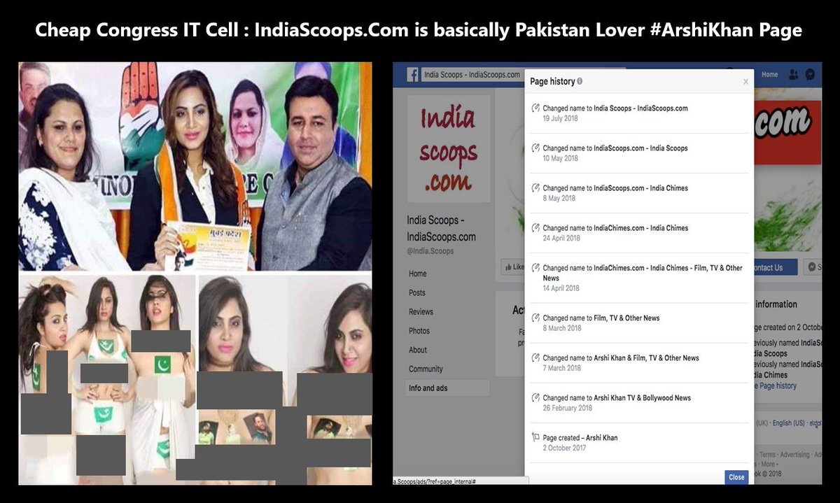 go4avinash's tweet photo. @sambitswaraj #CheapCongress : 'India Scoops' is basically Pakistan lover #ArshiKhan page. https://t.co/E3DSFqN4Fv