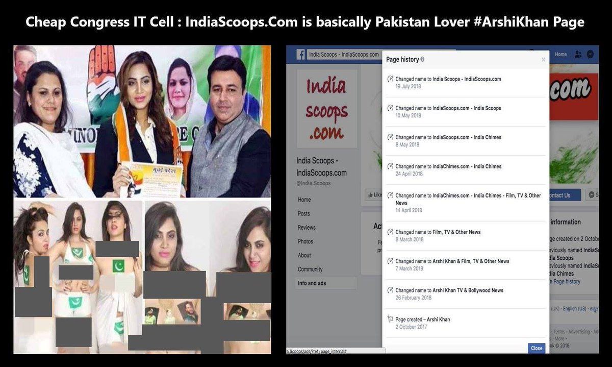 go4avinash's tweet photo. @sambitswaraj #CheapCongress : 'India Scoops' is basically Pakistan lover #ArshiKhan page. https://t.co/DsNARErbKS