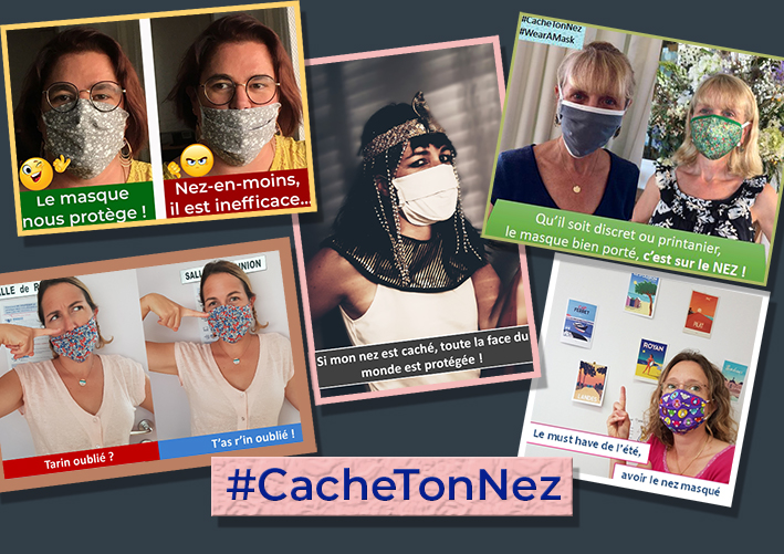 Prev_Infection's tweet photo. 👃😷 Petit retour sur la campagne #CacheTonNez imaginé par l’équipe du @CPIASNA pour sensibiliser au #nez #masqué ➡️ https://t.co/9Y7OPbMGDj
👉N’hésitez pas à partager vos idées sous le même #hashtag.
#preventioninfection #covid19 https://t.co/BOi91XEJIV