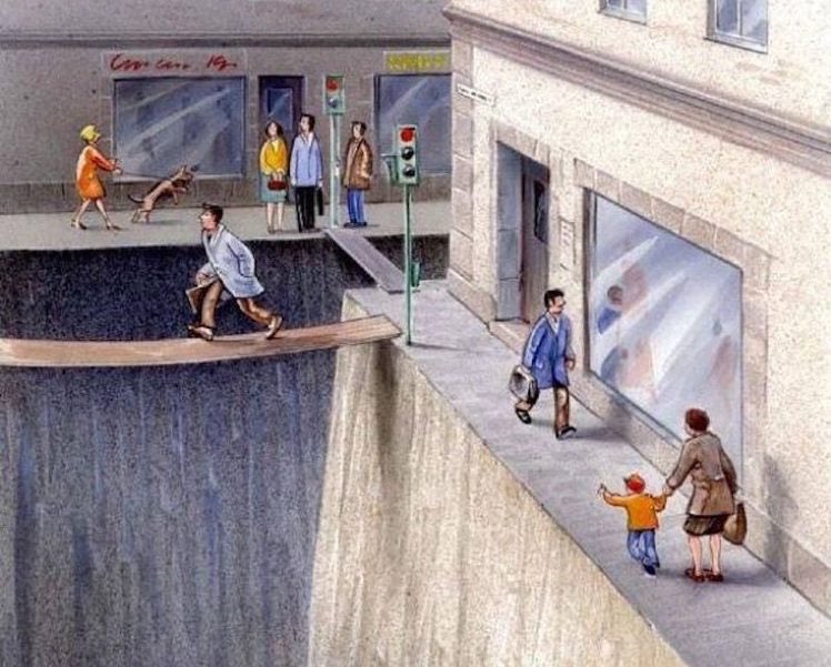 Diese Illustration von Karl Jilg zeigt eindrucksvoll, wie viel Platz dem motorisierten Verkehr in unseren Städten gegeben wird..Vielleicht ist intelligente Mobilität ja doch mehr, als autonome Kapseln, die den PKW ersetzen...🤔 #thinkaboutit #smartmobility #karljilg