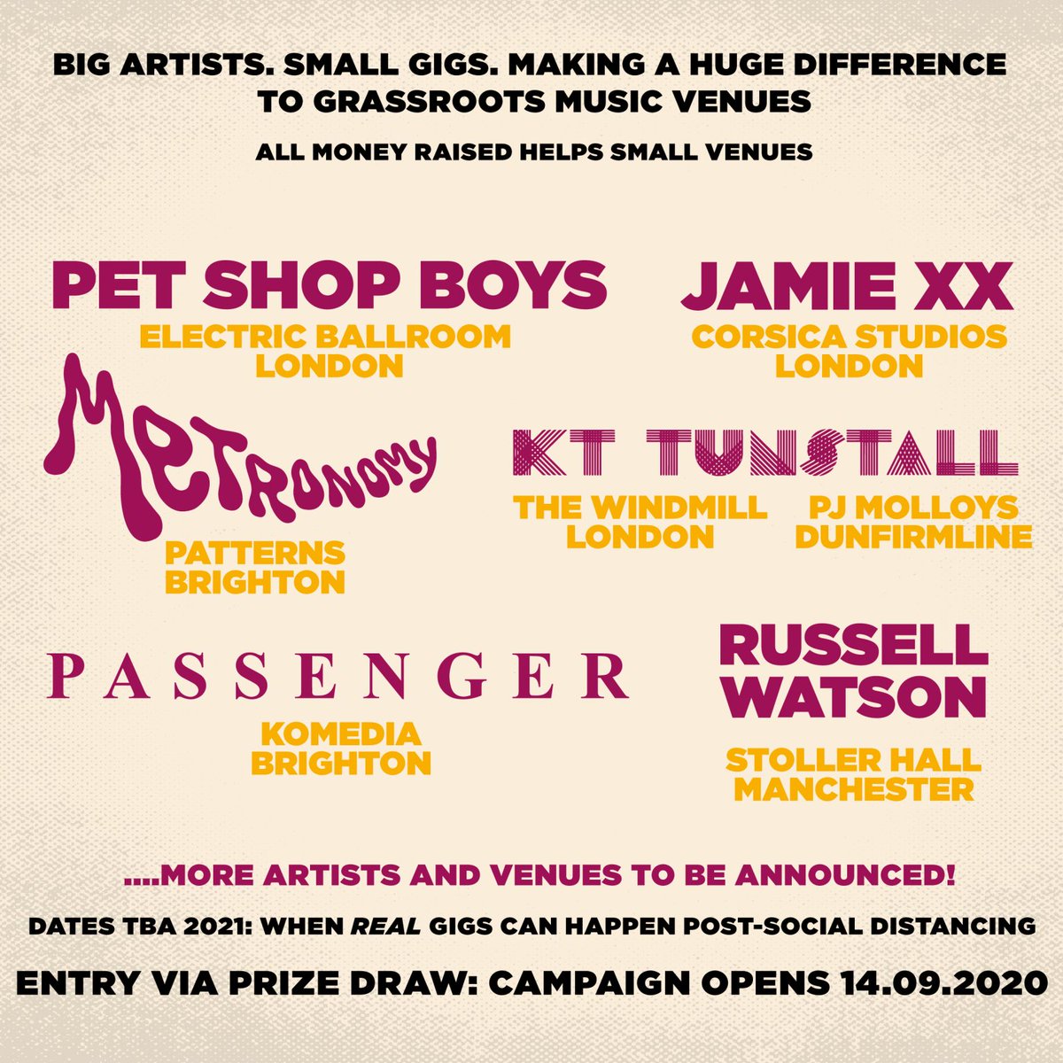 What an incredible response <a href="/passportgigs/">Passport: Back to Our Roots</a> has received already! 😁 Want to see <a href="/petshopboys/">Pet Shop Boys</a>, <a href="/jamie___xx/">Jamie xx</a>, <a href="/metronomy/">Metronomy</a>, <a href="/KTTunstall/">KT Tunstall</a>, <a href="/passengermusic/">Passenger</a> &amp; <a href="/RussellWatsonHQ/">Russell Watson HQ</a> in an intimate setting when gigs can return to normal? Enter the prize draw now 👉 buff.ly/3jkpNA0