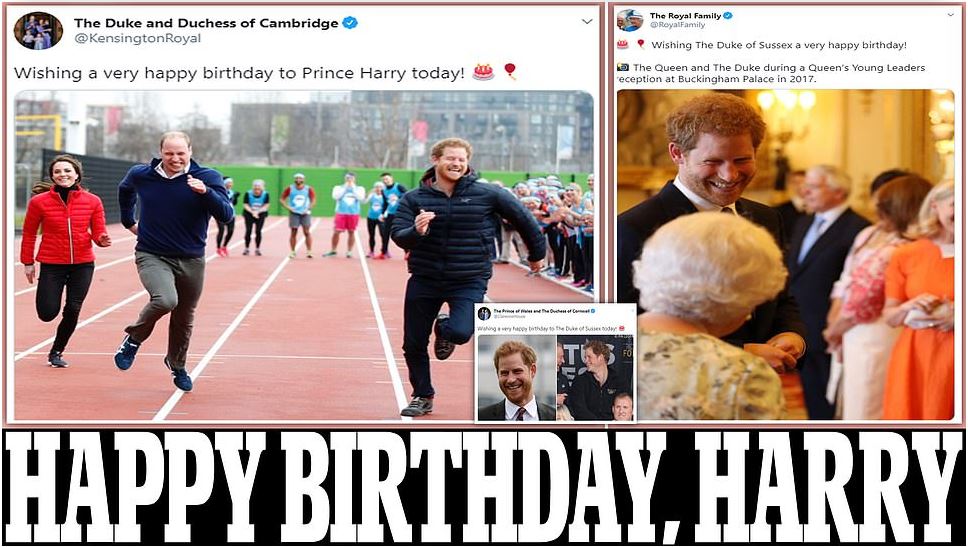 Prince William and Kate Middleton lead royal birthday tributes to Prince Harry Prince  