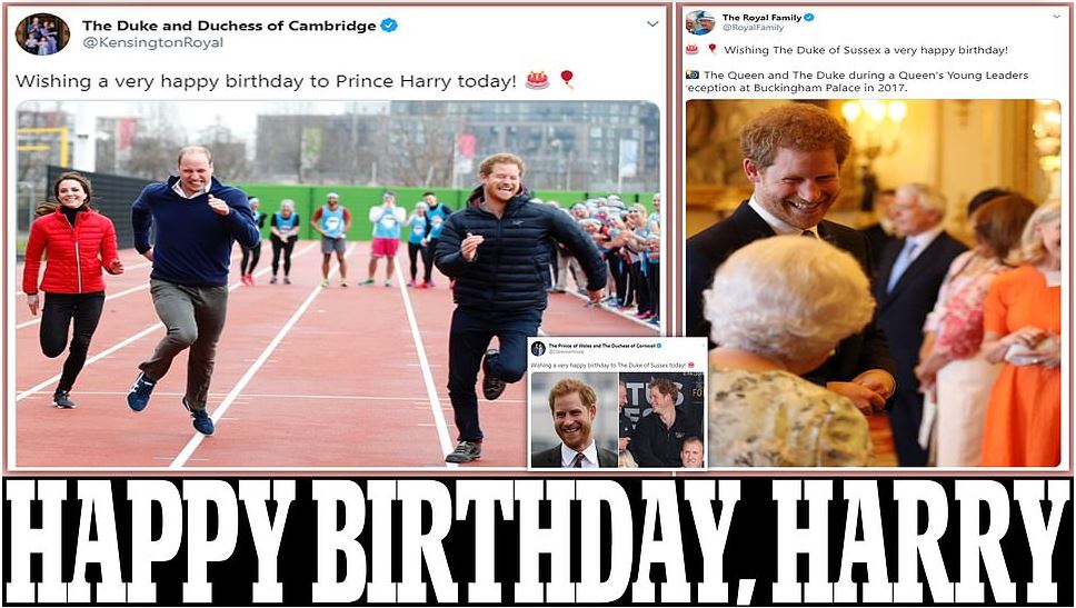 Prince William and Kate Middleton lead royal birthday tributes to Prince Harry Prince  