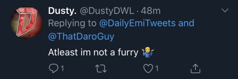 I didn’t even do anything to him? Like legit we had a genuine conversation with me explaining furries aren’t bad people to him because I wanted to be nice. Wow bro smh