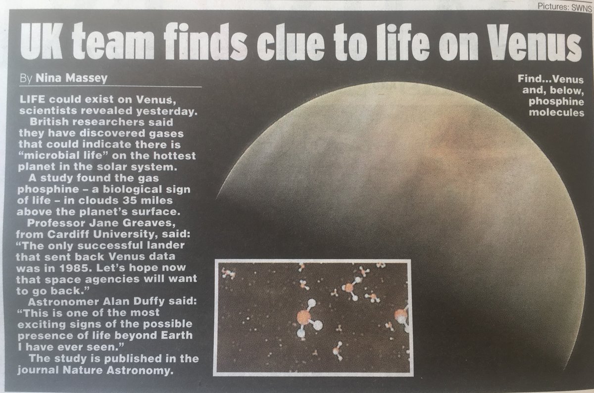 Lastly it's  @Daily_Express who put the story on page two. It's a short piece and doesn't say much about the research at all, but does highlight the UK connection to the research both in the headline and in the piece.  #Venus  #VenusNews
