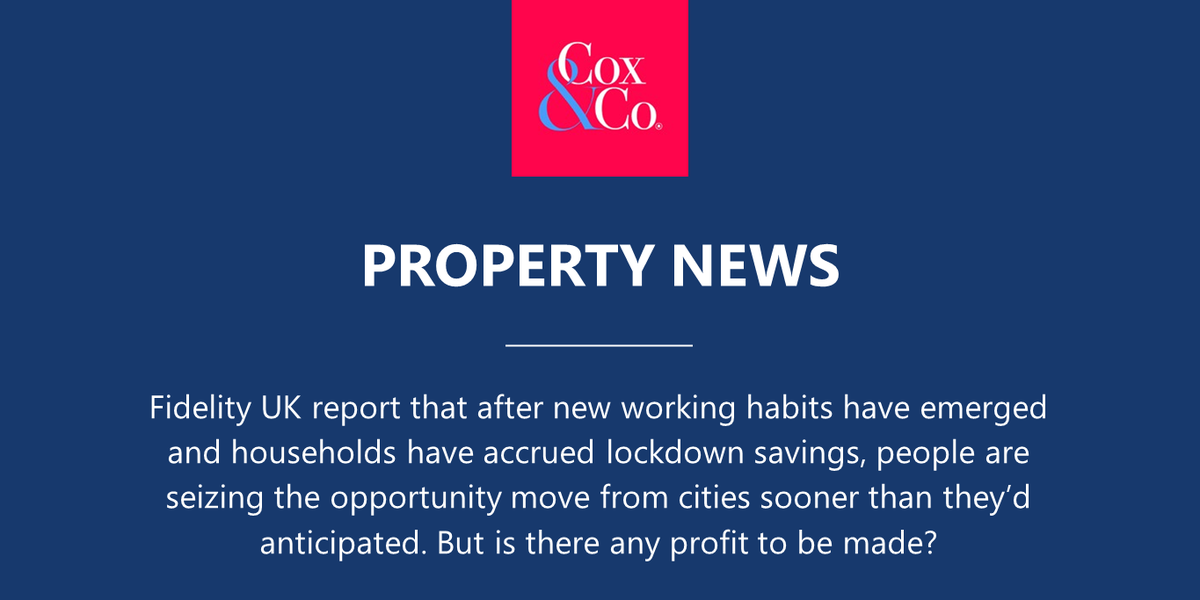 coxhomes61's tweet photo. In an article published in @Fidelity_UK they report that after new working habits have emerged and households have accrued lockdown savings, people are seizing the opportunity move from cities. But is there any profit?
https://t.co/kGKhCvPoIE
#fidelityuk #zoopla #rightmove https://t.co/KQgoEsum6v