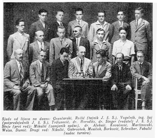 chessContact's tweet photo. @sergey_e_kim The 19-yo Petar Trifunovic (first row 3R) at the 1929 Yugoslav National Amateur tournament, Zagreb 
.
. https://t.co/JR0UIjHSza
