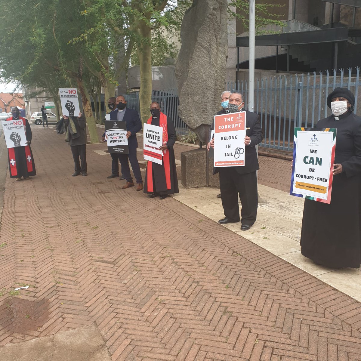 KZNChristian Council (@officialkzncc) on Twitter photo CHURCH LEADERS SILENT PERFORMANCE AGAINST COVID-19 CORRUPTION AT PLACES OF PUBLIC EXECUTIVE AUTHORITY.
Since midday, Church Leaders are gathered outside the Durban and Pietermaritzburg Offices of the KZN Premier to express their outrage at Covid-19 Corruption. <a href="/OfficialSACC/">South African Council of Churches</a> CHURCH LEADERS SILENT PERFORMANCE AGAINST COVID-19 CORRUPTION AT PLACES OF PUBLIC EXECUTIVE AUTHORITY.
Since midday, Church Leaders are gathered outside the Durban and Pietermaritzburg Offices of the KZN Premier to express their outrage at Covid-19 Corruption. <a href="/OfficialSACC/">South African Council of Churches</a>