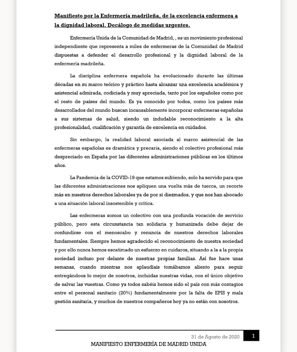 SaritaOrtegaR's tweet photo. #MiVocacionEsTuExcusa
¿Porqué los medios no nos escuchan‽
La enfermería de Madrid se ha unido, y se ha alzado para mejorar sus condiciones y las condiciones de los pacientes.
Este es nuestro manifiesto. 
Si no nos escuchan en RRSS, nos verán en la calle.
@La_SER  @rtve https://t.co/0jfjMSY3AR