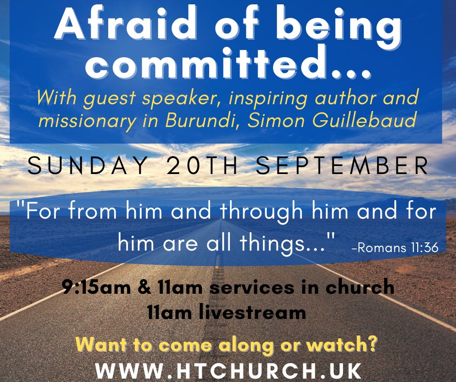 Come along this Sunday as we look at Romans 11 &amp; 12 and are joined by an exciting guest speaker, Simon Guillebaud. To book a free ticket to one of the services or watch the livestream service at 11am visit our website htchurch.uk