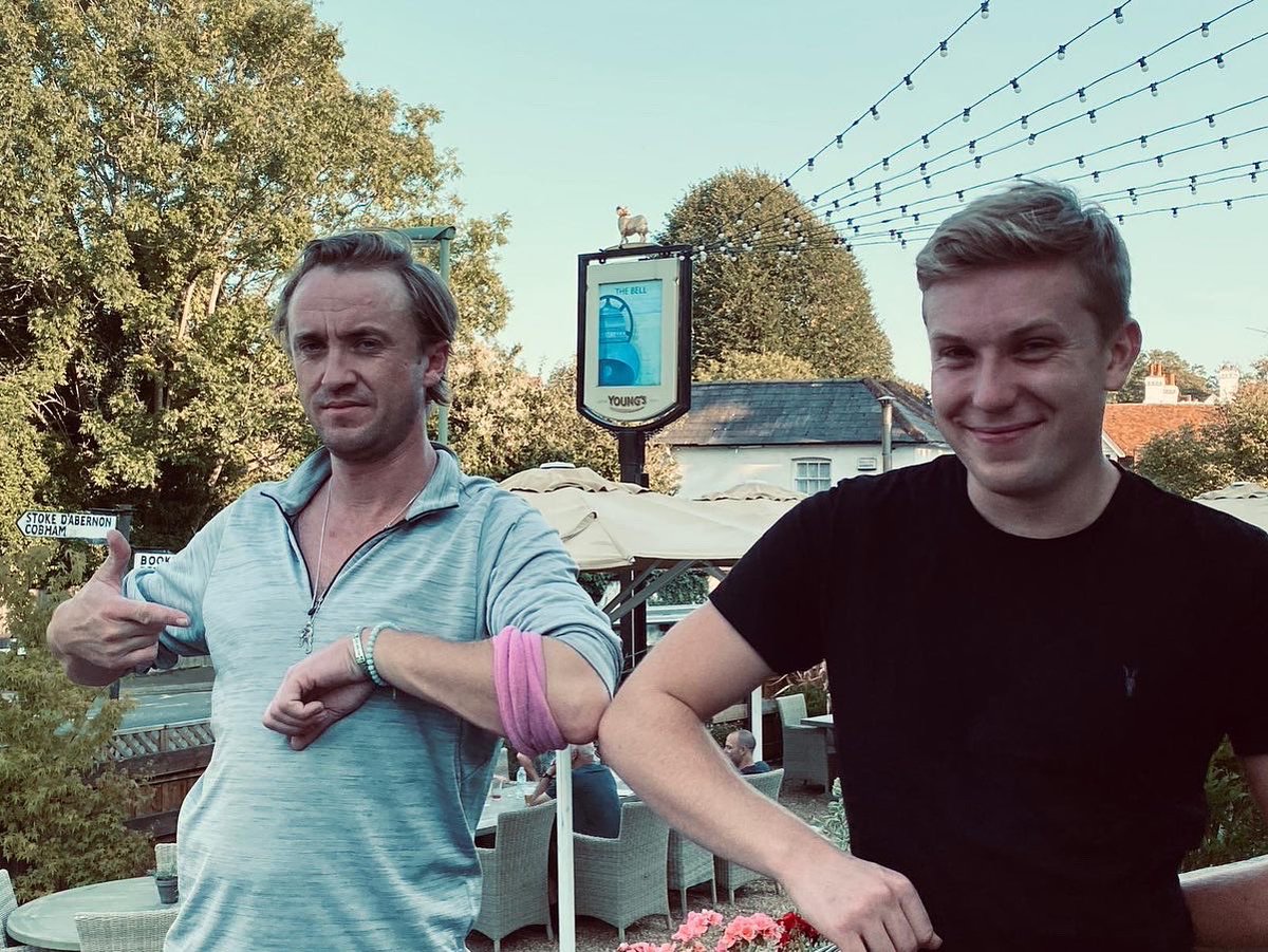 Top day out with with my new Slytherin pal. Head over to <a href="/TomFelton/">Tom Felton</a> instagram to watch our live stream reading of #TheGreatRealisation. I know what you’re thinking... Reading? I didn’t know you could read! 🧙‍♂️😂