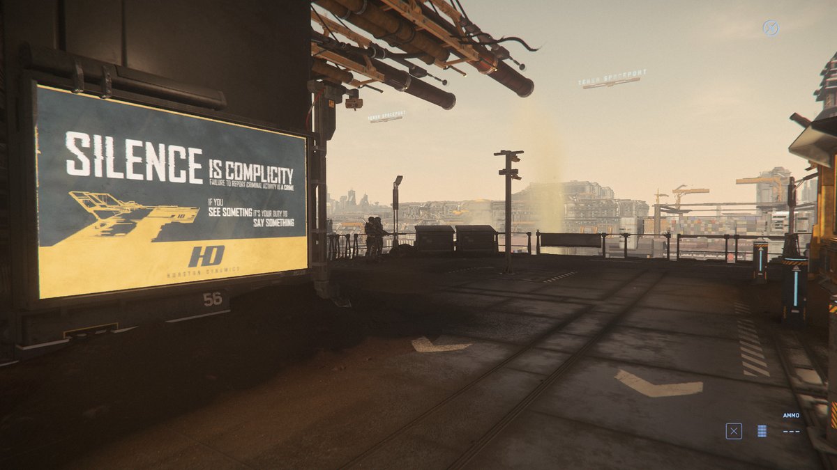 Playing the Star Citizen "freefly" A Thread - Initially amazed by the corporate future the game so luxuriously projects without self-awareness. Wandering around endless waiting rooms, watched by corporate security and listening to endless adverts feels deeply insidious.
