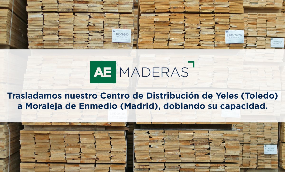 AE_maderas's tweet photo. Trasladamos nuestro Centro de distribución de la Zona Centro a #MoralejaDeEnmedio 

https://t.co/hFrZt2lkxI https://t.co/QwGaHKUn0L