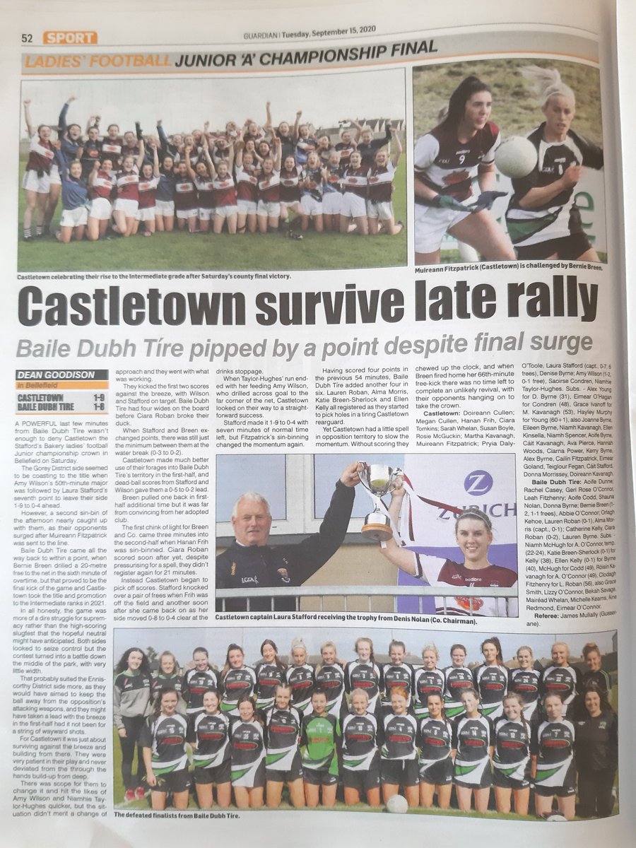 WexLadiesFoot's tweet photo. Great to see 3 full pages in this week's local newspapers dedicated to our Finals day 🏐 many thanks to @deangoodison and @RonanFagan1 for the coverage of all our games 👍
#20x20 #CantSeeCantBe #lgfa
@LadiesFootball @LeinsterLGFA @Zurich_Irl @Wexford_Weekly @SERSport @bodibro https://t.co/7RkOeW1dd3