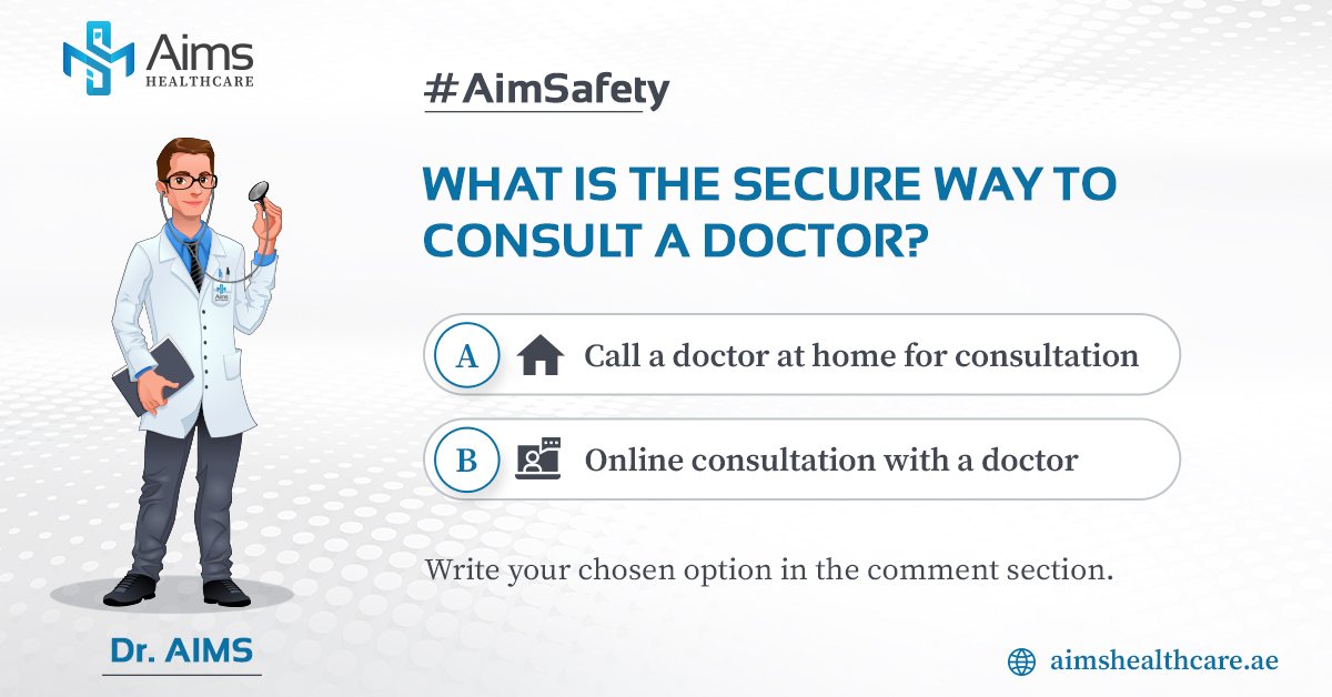 Aims_Healthcare's tweet image. When challenging situations arise in doctor-patient interactions, what would you prefer to choose? 
Share your chosen option in the comments section. 

#AimSafety #Doctoroncall #Doctorathome #Dubai #Dubaihealth #Dubaihealthcare #Aimshealthcare