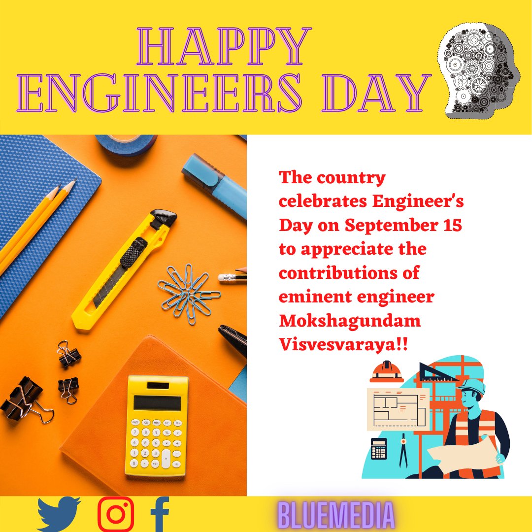 bluemedia18's tweet photo. Happy Engineer's Day to the engineer in all of us 🧰👩‍🔧
Follow 👉@blue_media01
#EngineersDay  #happyengineersday  #indianengineer  #Engineeringlife  #EngineersDay2020    #digitalmarketingagency #Visvesvaraya  #Trending  #digitalmarketer  #TwitterTrends  #bluemedia https://t.co/q3kaU1FgkD