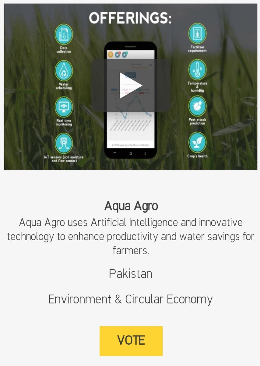mubashirmahmood's tweet photo. Aqua Agro by Ramla Kaleem is selected in Environment & Circular Economy. It uses Artificial Intelligence and innovative technology to enhance productivity and water savings for farmers.
#ShellTameer #ShellPakistan #TopTenInnovators https://t.co/vf1XOplNMH