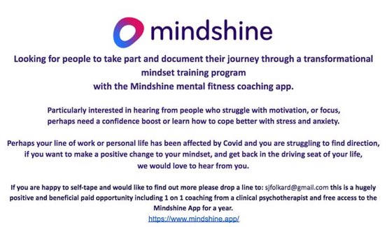 Looking for 18-35 yrs who are happy to self tape and document their journey through a mindset training program... PLS RT <a href="/AJ_TVCasting/">AJ Casting</a> <a href="/TellyBoxCasting/">Telly Box Casting</a> <a href="/castingtalent_/">Casting Talent</a> <a href="/extrascastings/">Casting Collective</a>