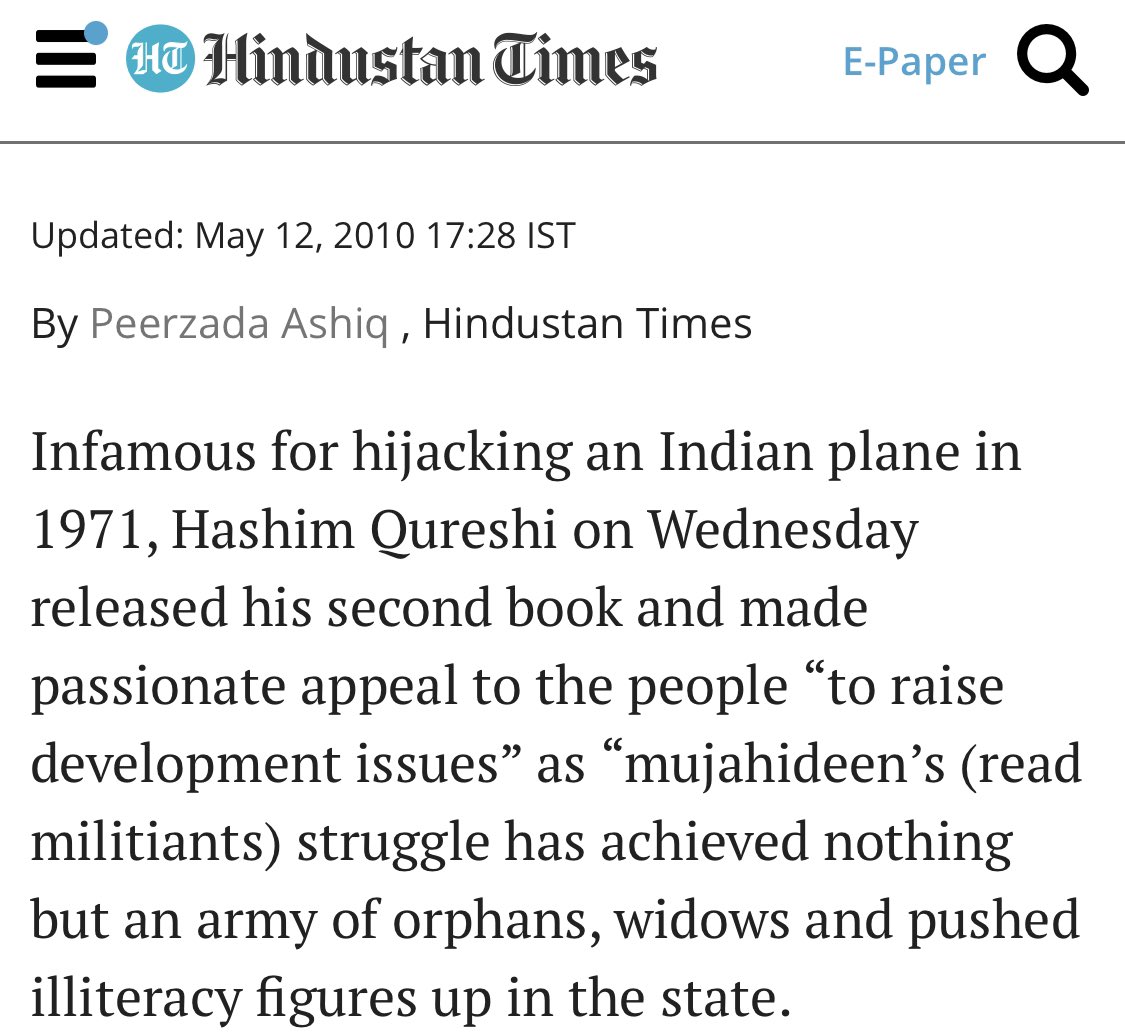 After Hashim Qureshi was released from Pakistan having served long prison term for espionage on behalf of RAW, he moved to Europe in 1986He established relations with RAW & after campaigning in Europe for Indian interests moved to India to undermine pro-Pakistan Kashmiris/47