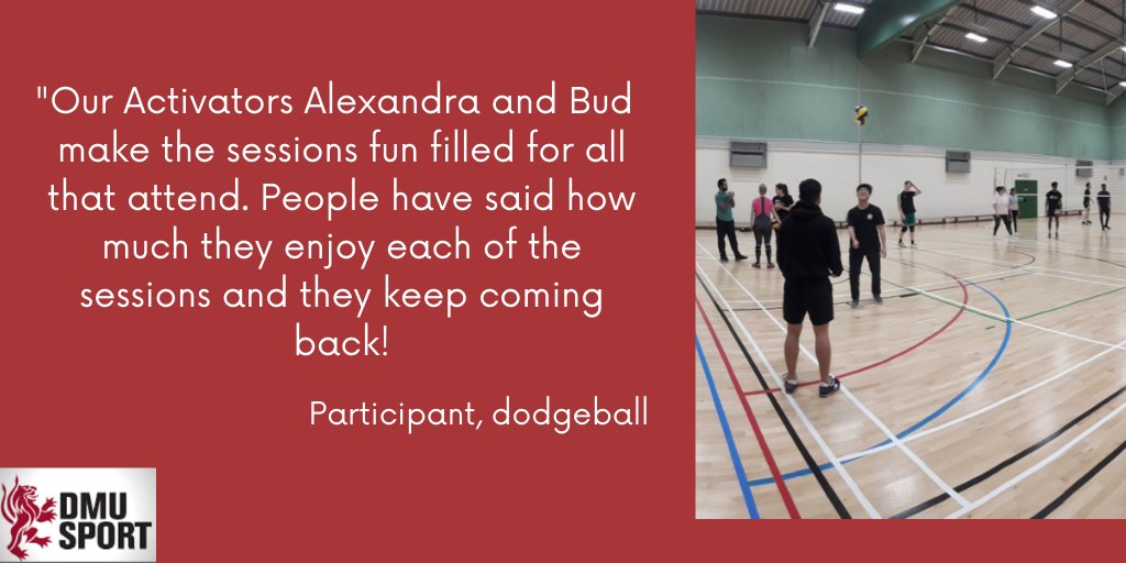 Thank you to our DMU Activators for consistently delivering fun 😃 recreational opportunities for students and staff to take part in sport and physical activity. 

Interested in becoming an Activator? Check out our current opportunities ow.ly/pBFV50Bq4AX
#GreatCoaching