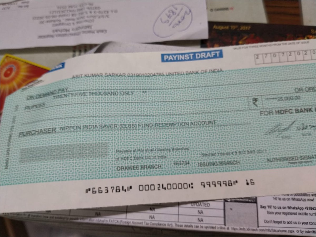arijitsarkar007's tweet photo. @NipponIndMFCare If new bank ac is updated then why have you issued the attached instrument in favour of old, now closed bank a/c? I hv requested to cancel it and reissue in favour new bank a/c to you /customer care email earlier. No response. Pls reissue in favour on new bank ac
@sundeepsikka https://t.co/epOlm0Qaip