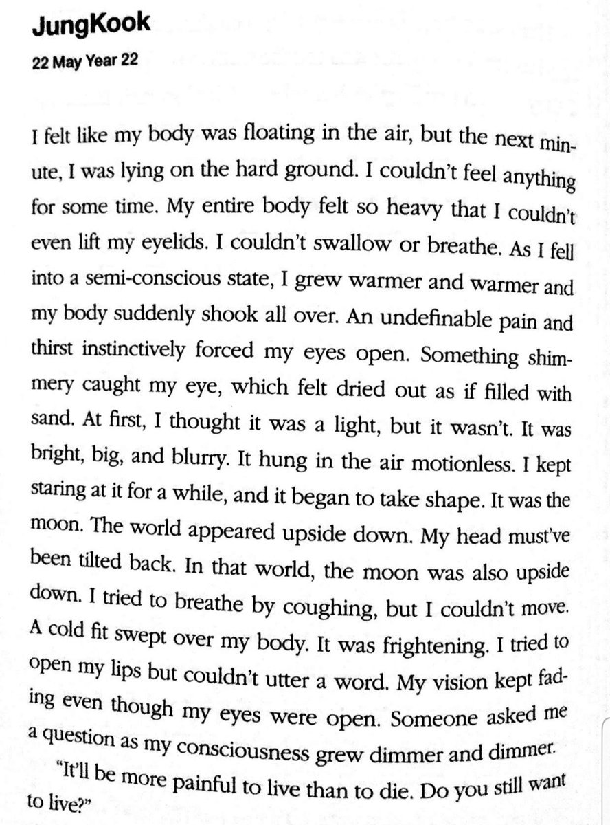 jungkook mentioning his accident also him hearing the voice asking him if he wants to live and I think the voice he heard was the cat front mots I think that's why this accident is inevitable like seokjin me toned in notes 2 some events cannot be changed as in a testt