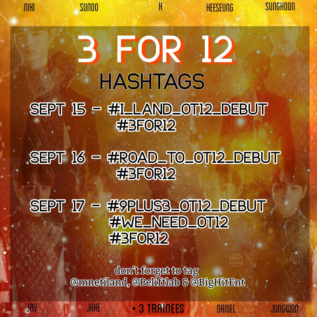 jaybeomshier's tweet photo. You can now use the hashtags. Please๐ #I_LAND_OT9_DEBUT #3FOR9 #I_LAND_OT12_DEBUT #3FOR12 @mnetiland @BigHitEnt @BELIFTLAB https://t.co/TtrL9b3mso
