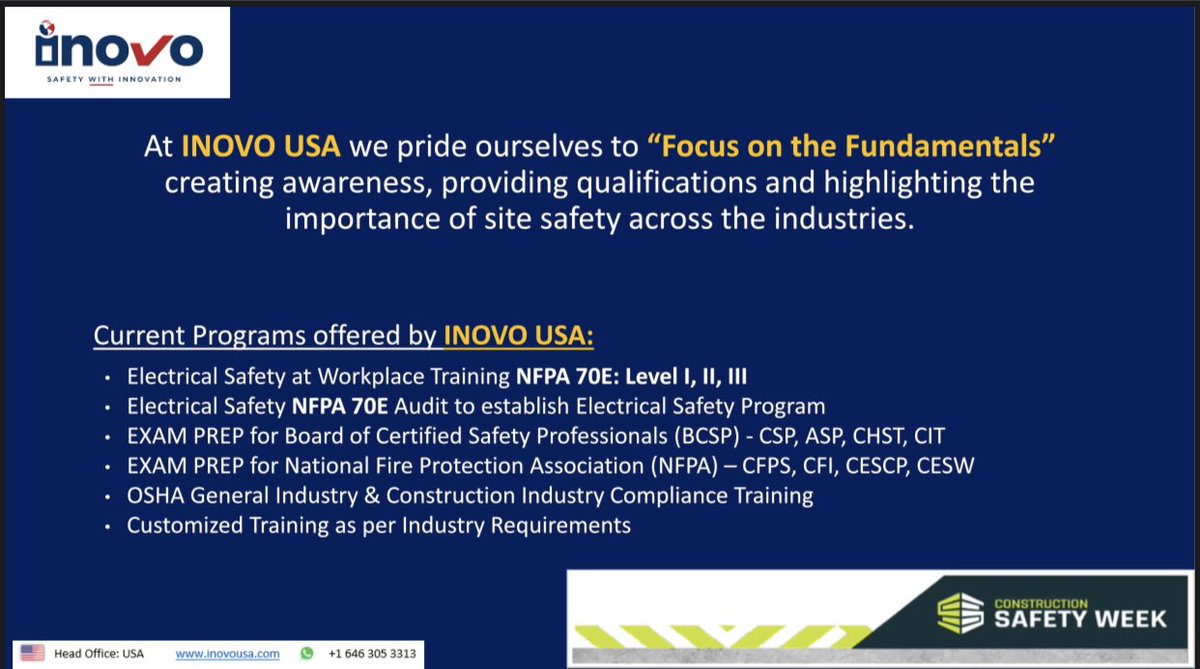 Focus on the Fundamentals  #ConstructionSafetyWeek 
Contact us today to learn more: +16463053313 | info@inovousa.com
#BuiltOnSafety
#NationalSafetyStandDown