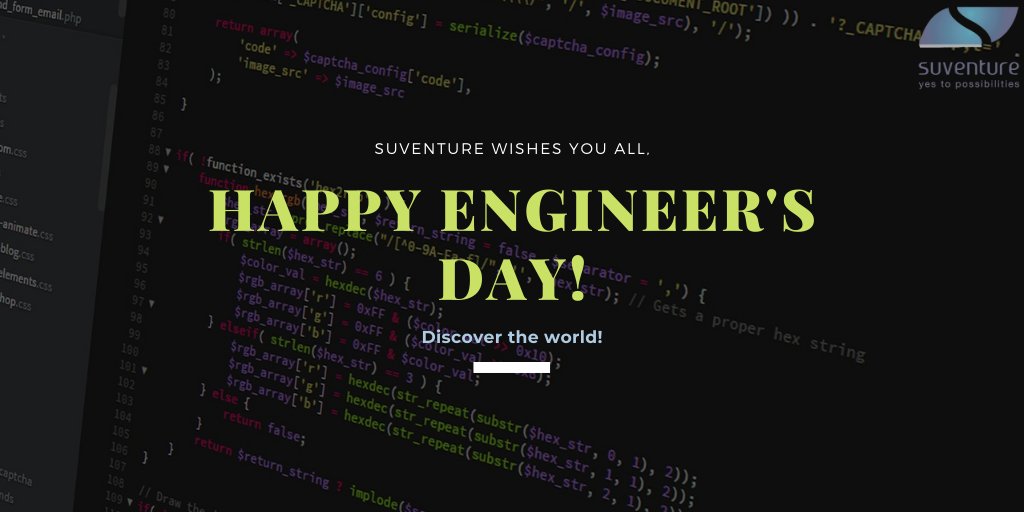 Every individual is an engineer of their own life-
Happy Engineer's day!

#EngineersDay2020 #EngineersDayबड़ा #suventure #COVID19 #COVID19India #helpbusinessgrow #businessgrowth
