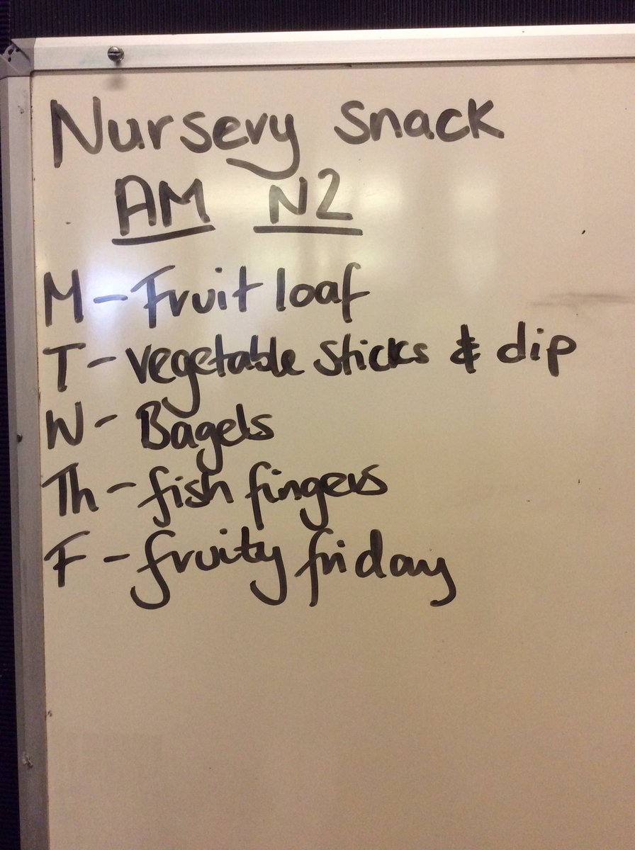 SkeneSquare's tweet photo. Nursery snack menu for this week #healthyharry #snackmenu https://t.co/6uXqXZyort