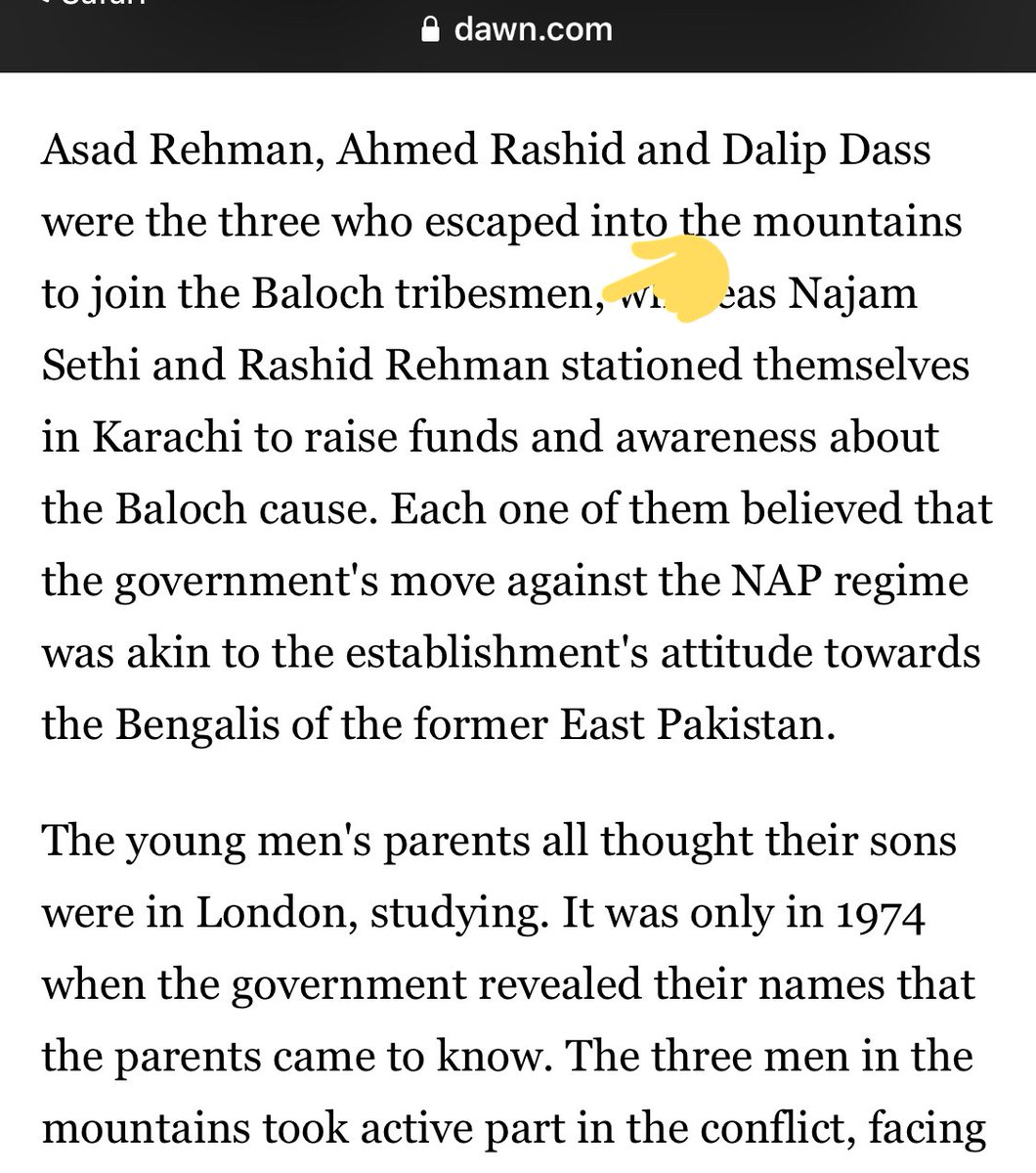 Asad Rehman was a staunch communist activist with links to Soviet KGB & Afghan Khad intelligence agencies.He left student life in London to join BLA as a group with Najam Sethi & Ahmed Rashid in 1973.But Asad actually took part in terrorist violence in Balochistan./67