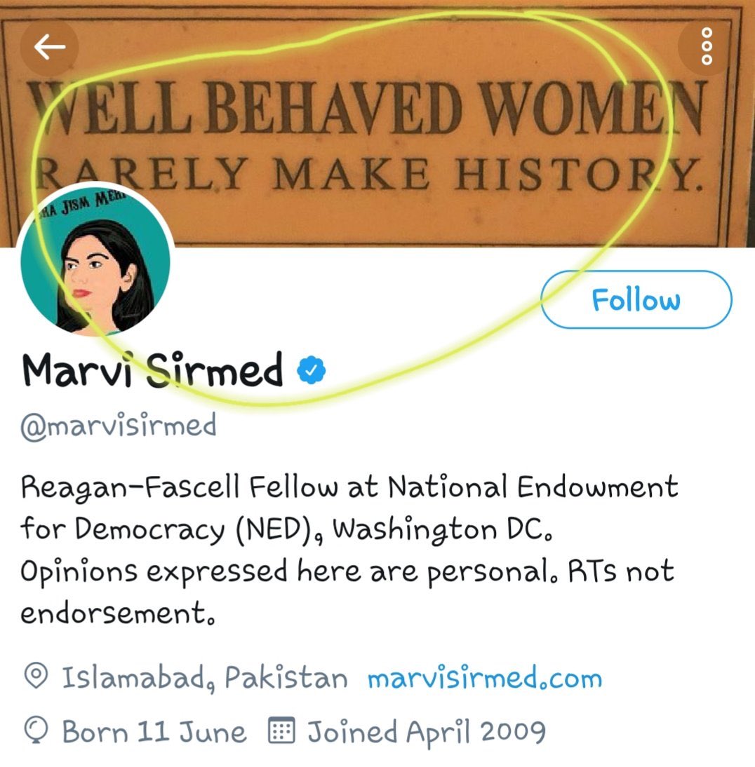 Another early & staunch member of the SAATH FORUM is Marvi Sirmed, who is the Reagan-Fascell Fellow at National Endowment for Democracy (NED) which works as a front for US policy objectives across the world.She is a self declared “activist” with no credentials of her own./73