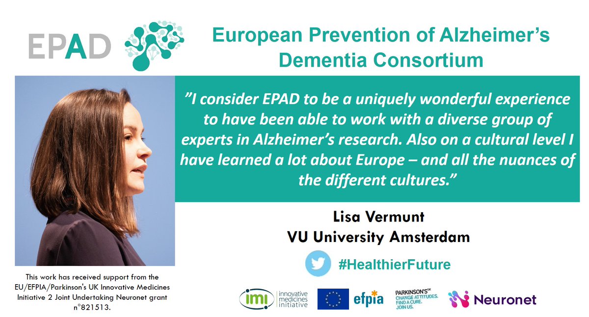 IMI2_NEURONET's tweet photo. #EPADFellow @LisaVermunt successfully defended her PhD thesis in March 2020. She was the first @IMI_EPAD PhD to be completed including EPAD content.
Check out her interview here:https://t.co/zgxzdGxiTH
@AlzheimerAms #HealthierFuture #WeAreNeuronet #WorldAlzMonth #EPADAcademy https://t.co/YeifvAYYL4