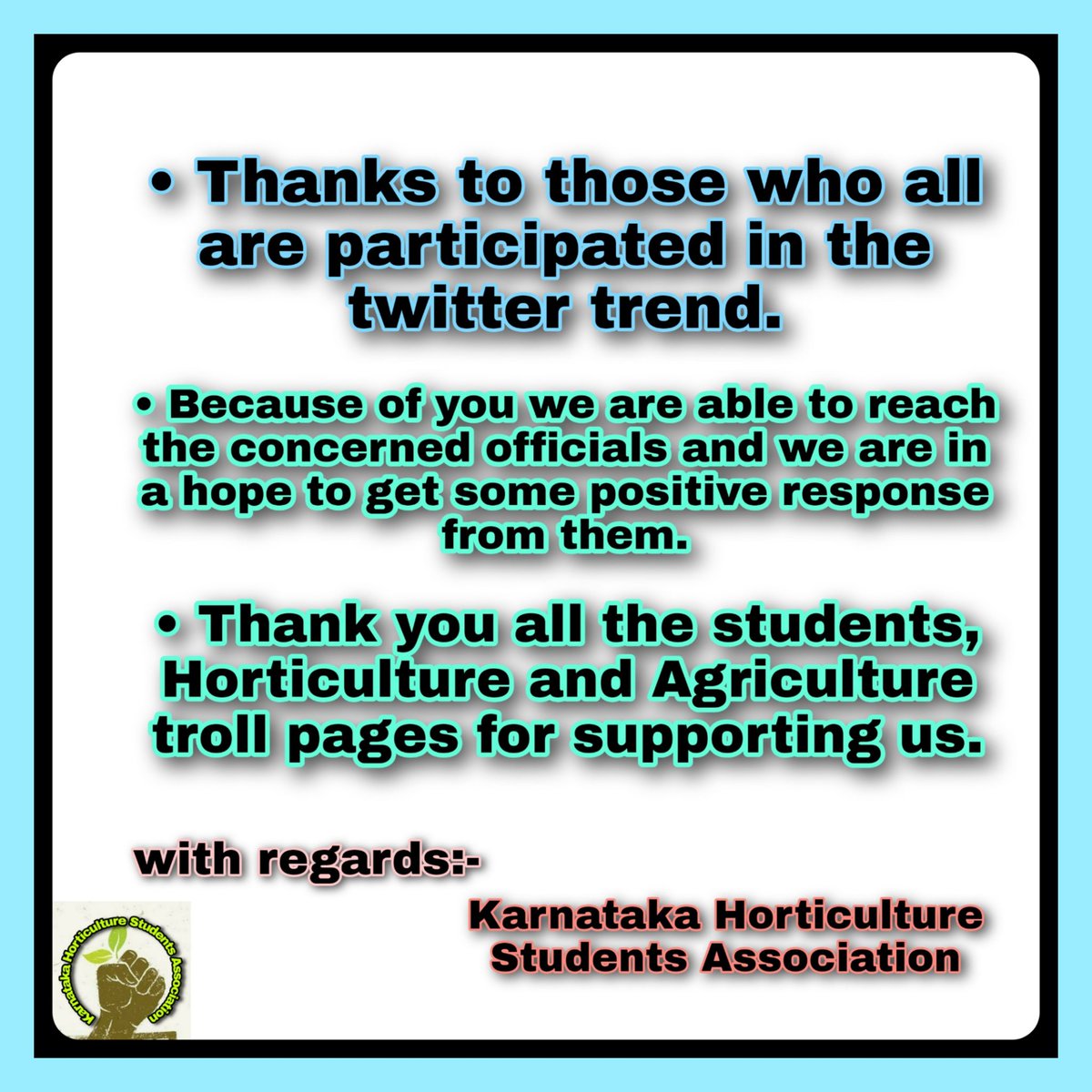 OfficialHortico's tweet photo. Thanks to all the students and troll pages for sparing your precious time and supporting us.
@gkvktrollz @HUMOURSHORTICU1 @raswaofficial @hortikote @Horticos123 @onlineagrigrp @Krishikranti07 @NammaKalyana  @hortitrolls @cohtrolls @plantdocters @agri_horti_farm and horticos. https://t.co/9H3vk9mubJ