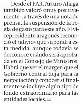 PARCortes's tweet photo. El Presidente del PAR, y Vicepresidente del Gobierno de Aragón, @ArturoAliaga_ ,ha valorado muy positivamente la suspensión de la regla del gasto para este año, al suponer un alivio para los ayuntamientos. https://t.co/jNMHz5lmVG
