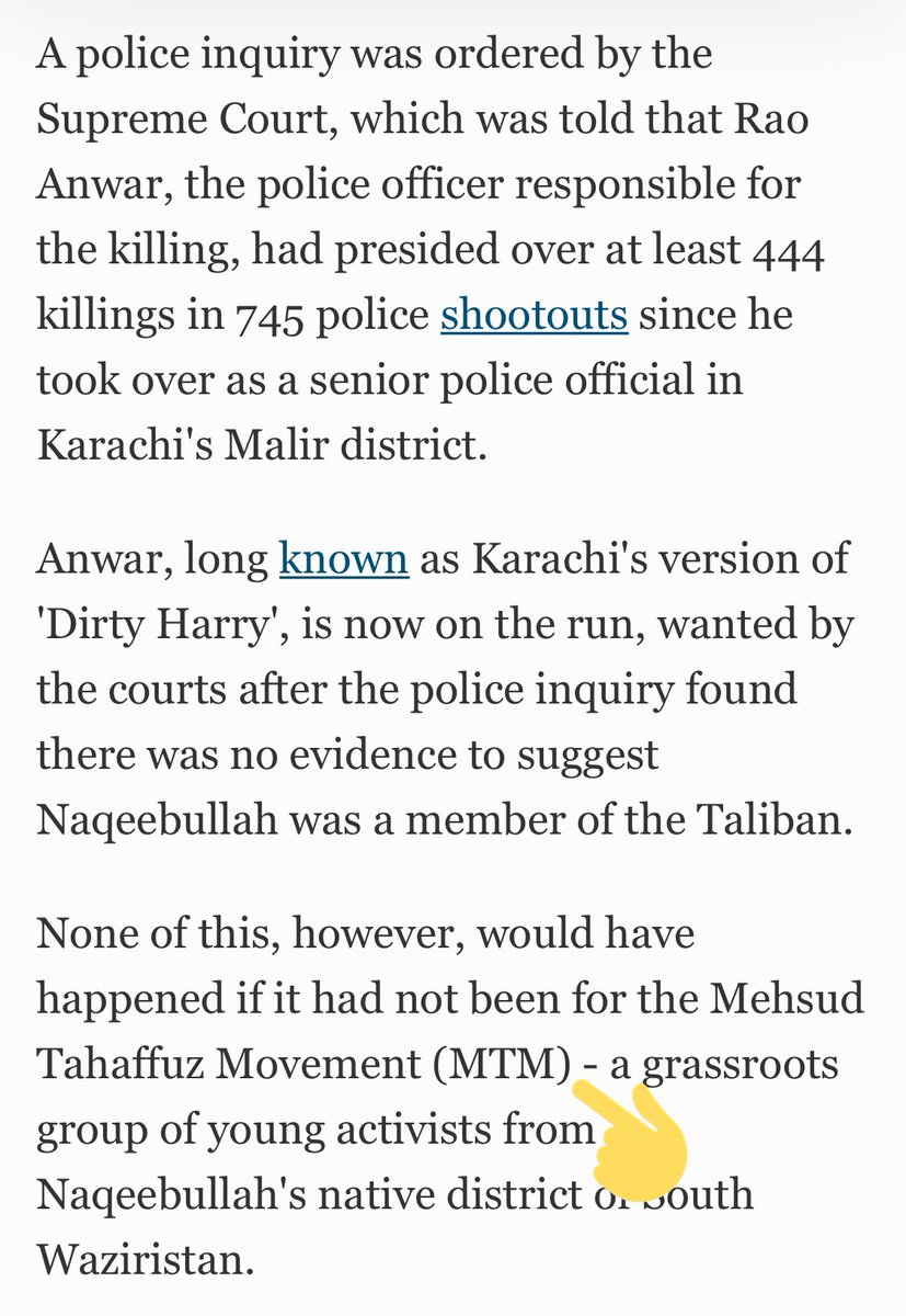 In this Aljazeera report by Asad Hashim Feb2018, issue was cleverly given an ethnic color, with a case of police brutality turned into ethnic persecution.But note, protestors were still being organized under Mehsud Tahaffuz Movement-MTM & not as PTM. #IndiaWagingHybridWar/83