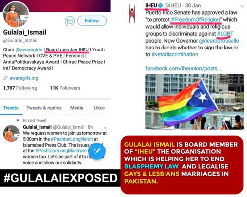 Before PTM, she’s chairperson of her own NGO AwareGirls & had also been working as member of IHEU which lobbies for rights of LGBT community all over the world.Hence, her becoming!instant leader of PTM could only be due to her funding prowess from unkown foreign sources./89
