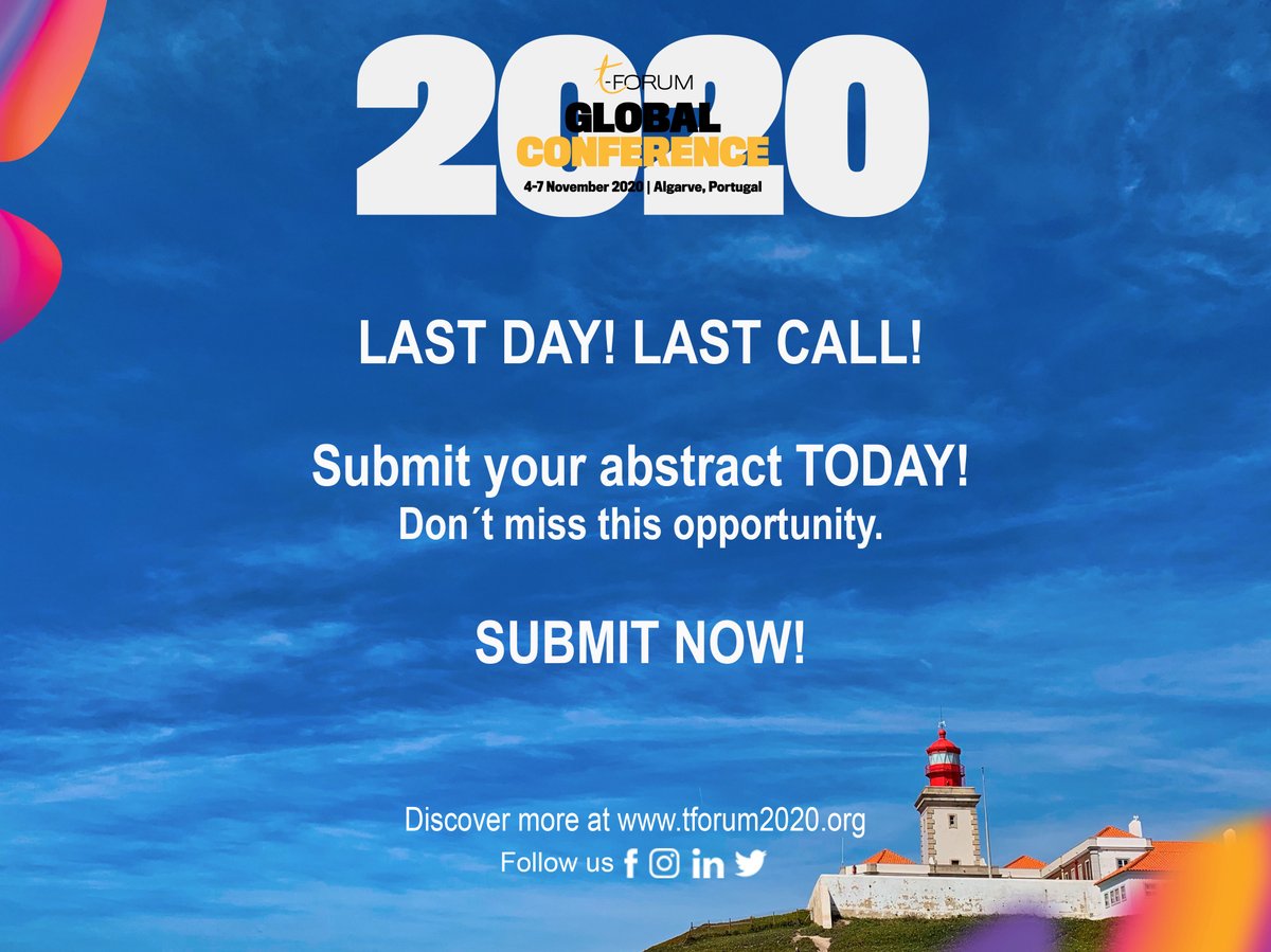 2020_forum's tweet photo. LAST DAY! LAST CALL! Submit your abstract now! 
Discover more at https://t.co/5LY588iwu9
#tforum2020 #conference #tourismintelligence #tourismintelligenceforum #tourismconference #onlineconference #universidadedoalgarve #submitnow #abstractsubmisson https://t.co/Bj732tOeA5