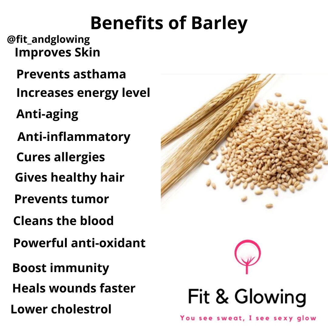 FAndglowing's tweet photo. Barley has manganese, dietary fiber, and selenium, copper, vitamin B1, chromium, phosphorus, magnesium, and niacin.
#healthyfood #health #healthylifestyle #fitandglowing #fitnessmotivation #fitnessgoal #fitnesslover #personaltraining #covidfitness #barley #immunebooster https://t.co/WNwpc42n0s
