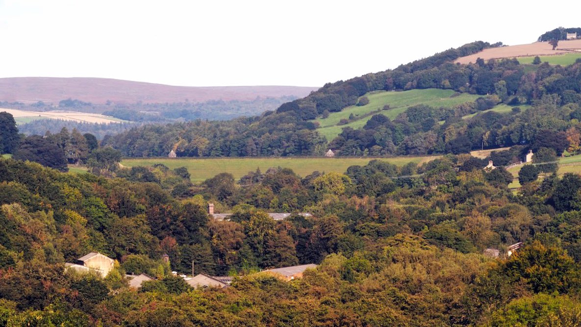Our Loxley valley gateway to the <a href="/peakdistrict/">Peak District National Park</a> from <a href="/theoutdoorcity/">The Outdoor City</a> - autumn trees surround the slumbering old factories; the national park boundary on Damflask behind them. No place for a money-making land grab. We urge councillors to do the right thing today. #NoLoxleyTownship