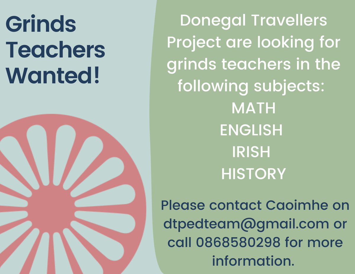 GRINDS TEACHERS WANTED! DTP are looking for grinds teachers for 2 hours per week over an 8 week period starting October 1st in the Letterkenny area. 
If you're interested please contact Caoimhe on dtpedteam@gmail.com or call 0868580298 for more information. #backtoschool