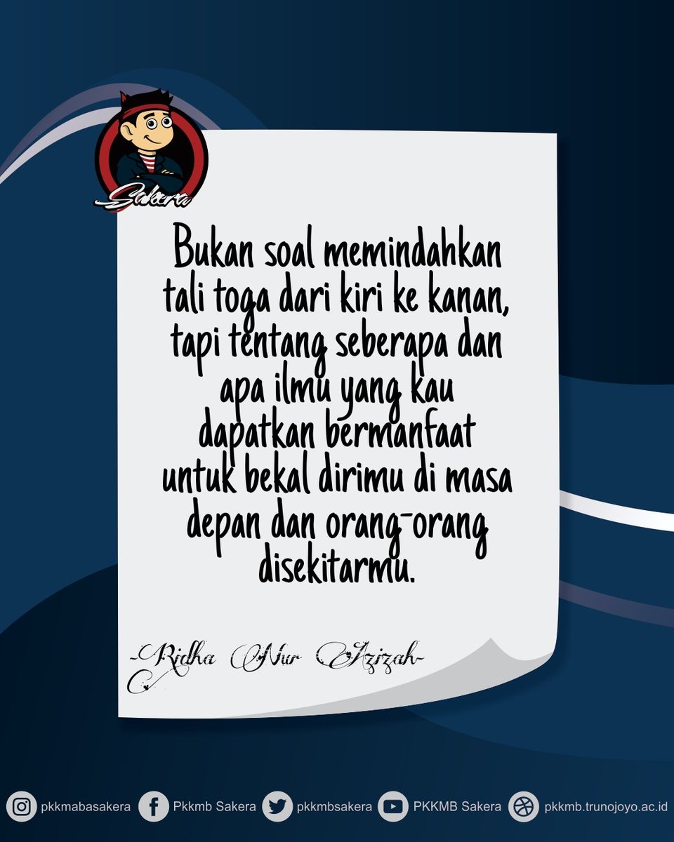 RidhAzizah25's tweet photo. -Ridha_Nur_Azizah-

#TrunojoyoMuda2020
#PKKMB
#pkkmb2020
#SAKERA20Unggul 
#CintaLingkungan 
#SiapMenujuEraBaru
#QuotesSakeraMuda2020
#UTMAPik https://t.co/kfGT1Xeh06